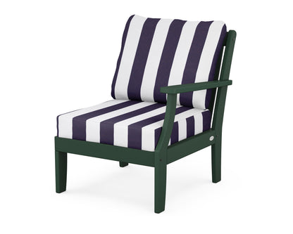 POLYWOOD® Braxton Modular Right Arm Chair in Green / Cabana Stripe Navy