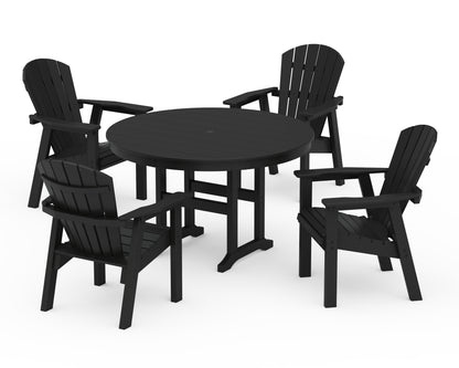 POLYWOOD® Seashell 5-Piece Round Farmhouse Dining Set in Black