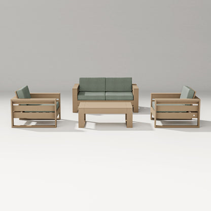 PW Designer Series Latitude 4-Piece Lounge Loveseat Set in Vintage Sahara / Cast Sage