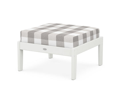 POLYWOOD® Braxton Deep Seating Ottoman in Vintage White / Buffalo Plaid Grey Mist