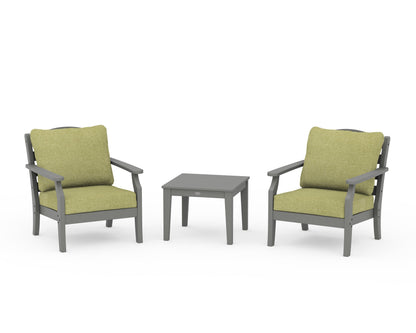 Draper James™ by  POLYWOOD® Savannah 3-Piece Deep Seating Set in Slate Grey / Chartreuse Boucle