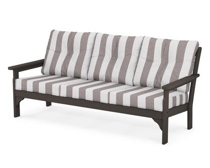 POLYWOOD® Vineyard Deep Seating Sofa in Vintage Coffee / Cabana Stripe Grey Mist