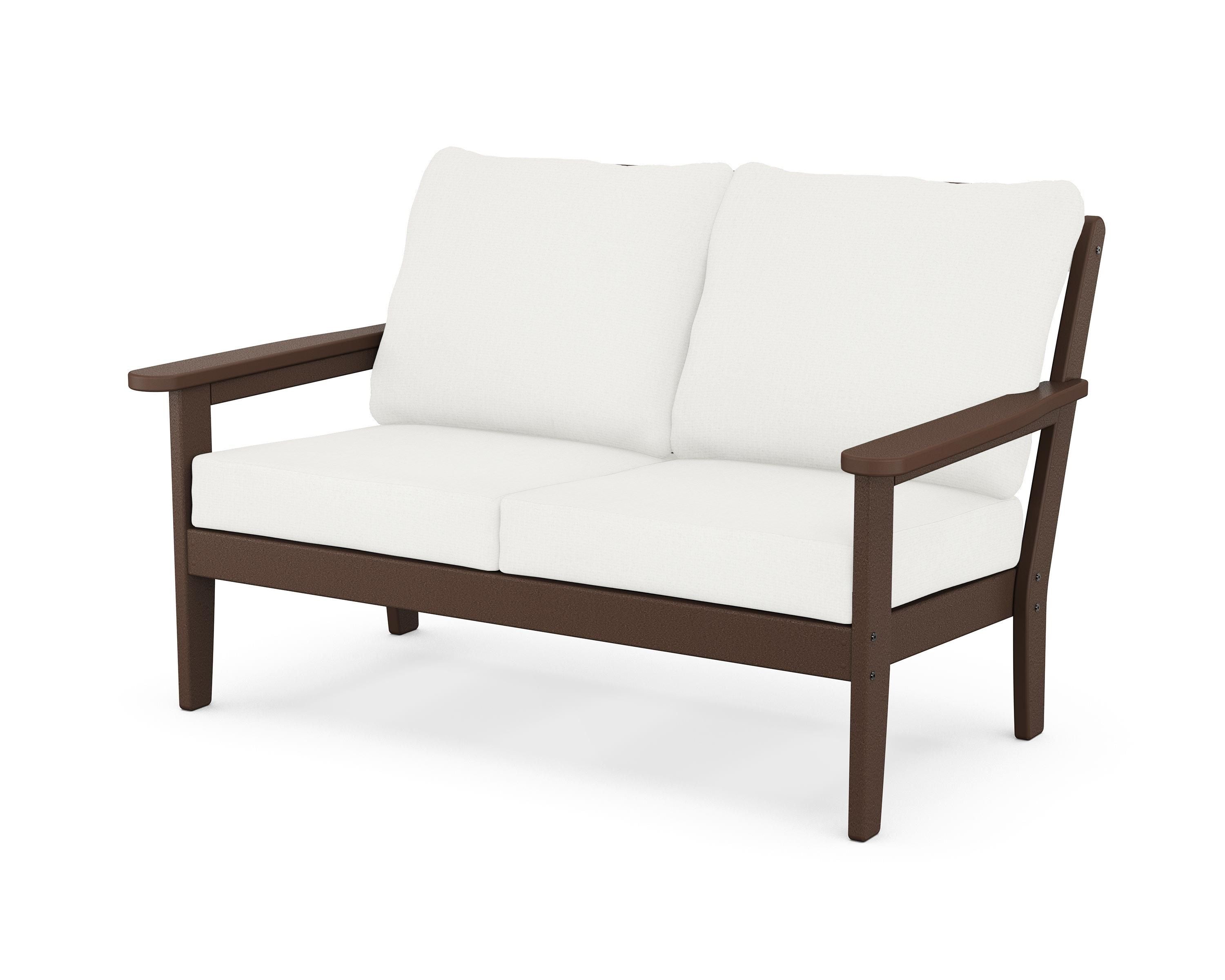 Country Living Cottage Deep Seating Loveseat in Mahogany / Natural Linen