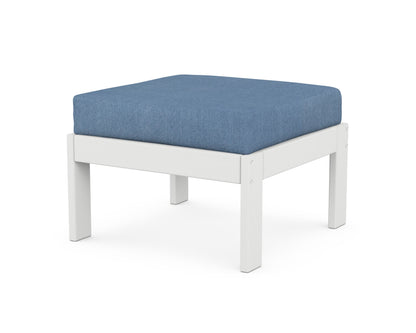 POLYWOOD® Vineyard Modular Ottoman in White / Sky Blue