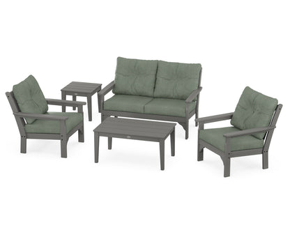 POLYWOOD® Vineyard 5-Piece Deep Seating Set in Slate Grey / Cast Sage