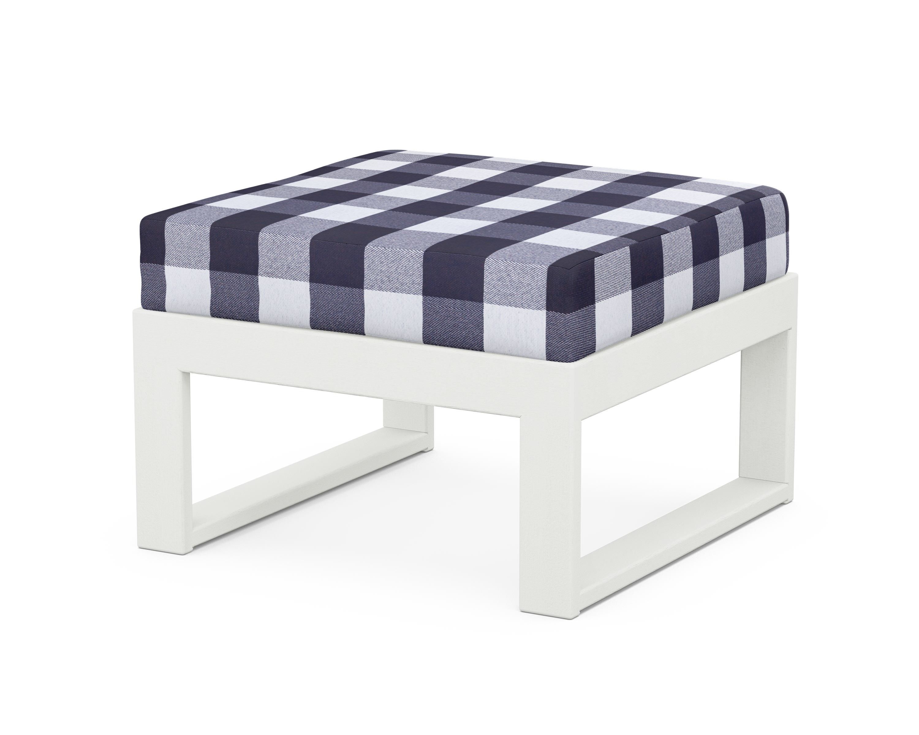 Unbranded Modular Ottoman - Modern in Vintage White / Buffalo Plaid Navy