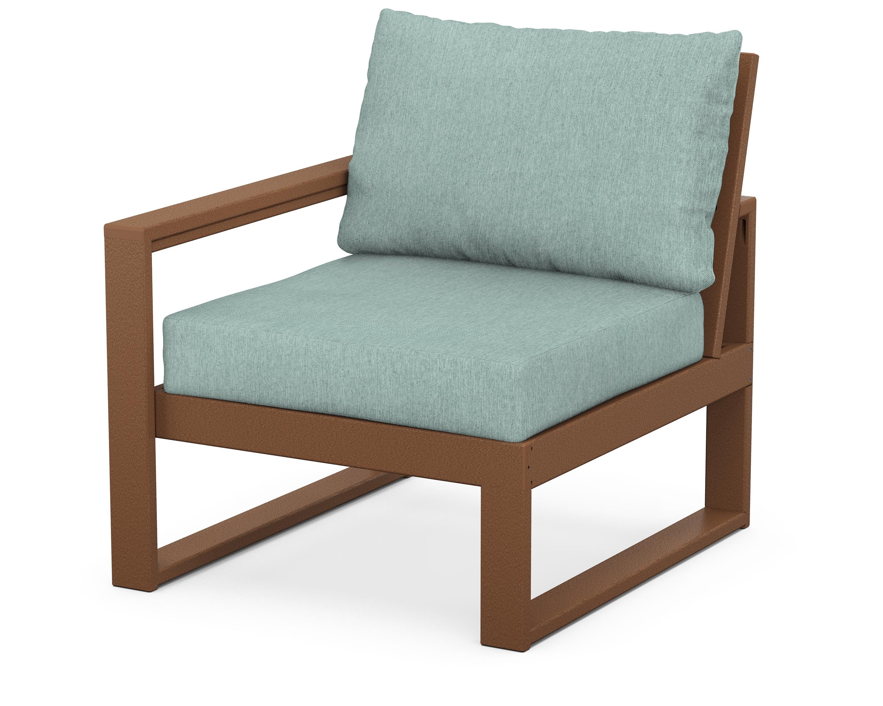 POLYWOOD® EDGE Modular Left Arm Chair in Teak / Glacier Spa