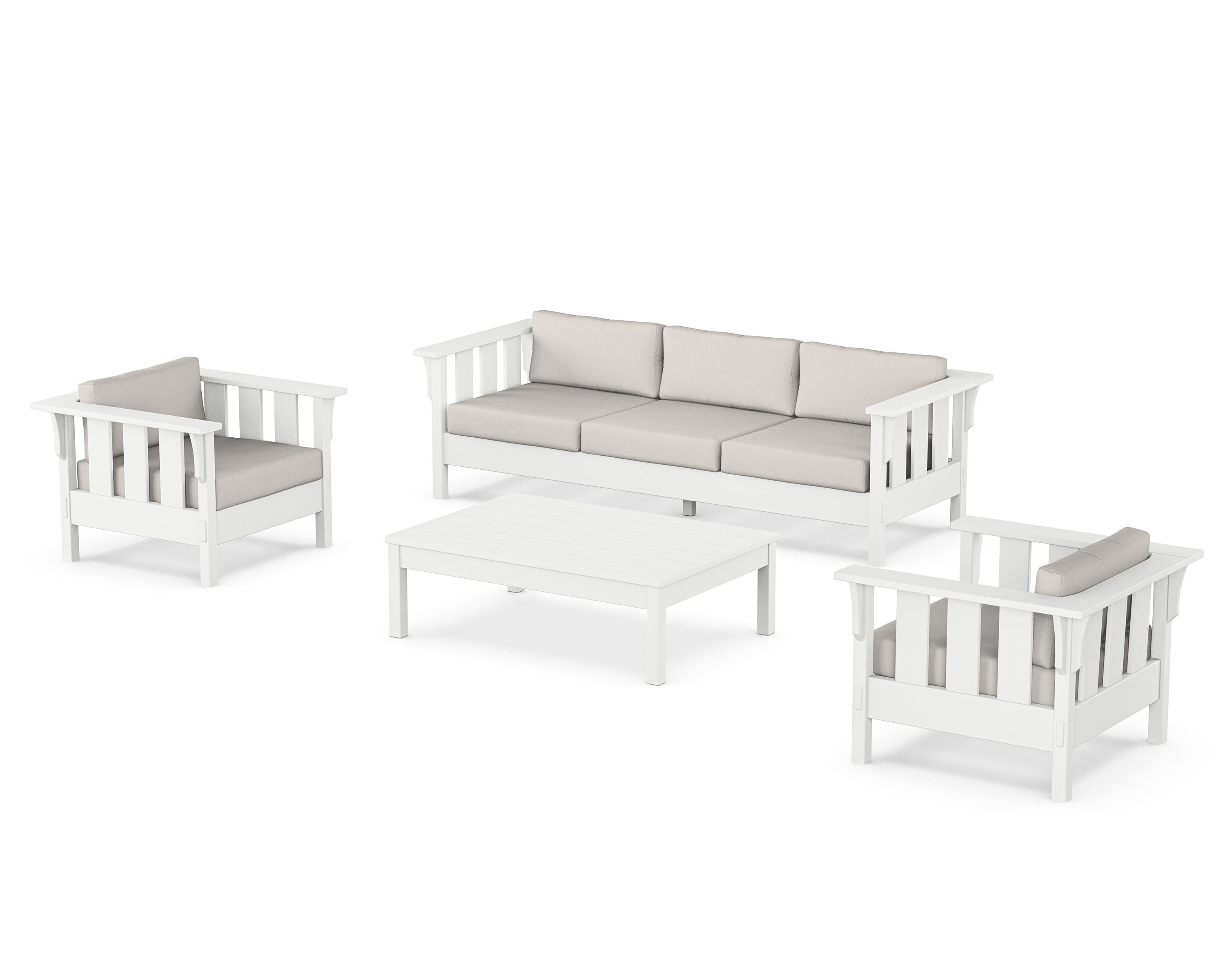 Martha Stewart by POLYWOOD® Acadia 4-Piece Deep Seating Set with Sofa in White / Cast Ash