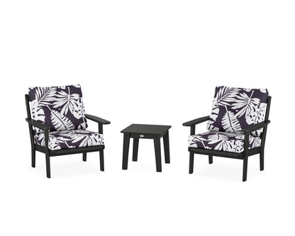 POLYWOOD® Prairie 3-Piece Deep Seating Set in Black / Leaf Navy