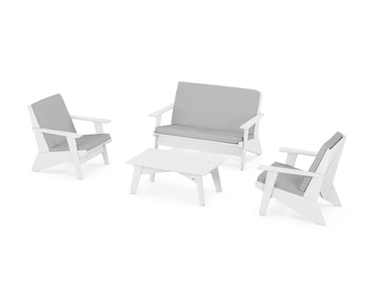 POLYWOOD® Riviera Modern Lounge 4-Piece Set in White / Granite