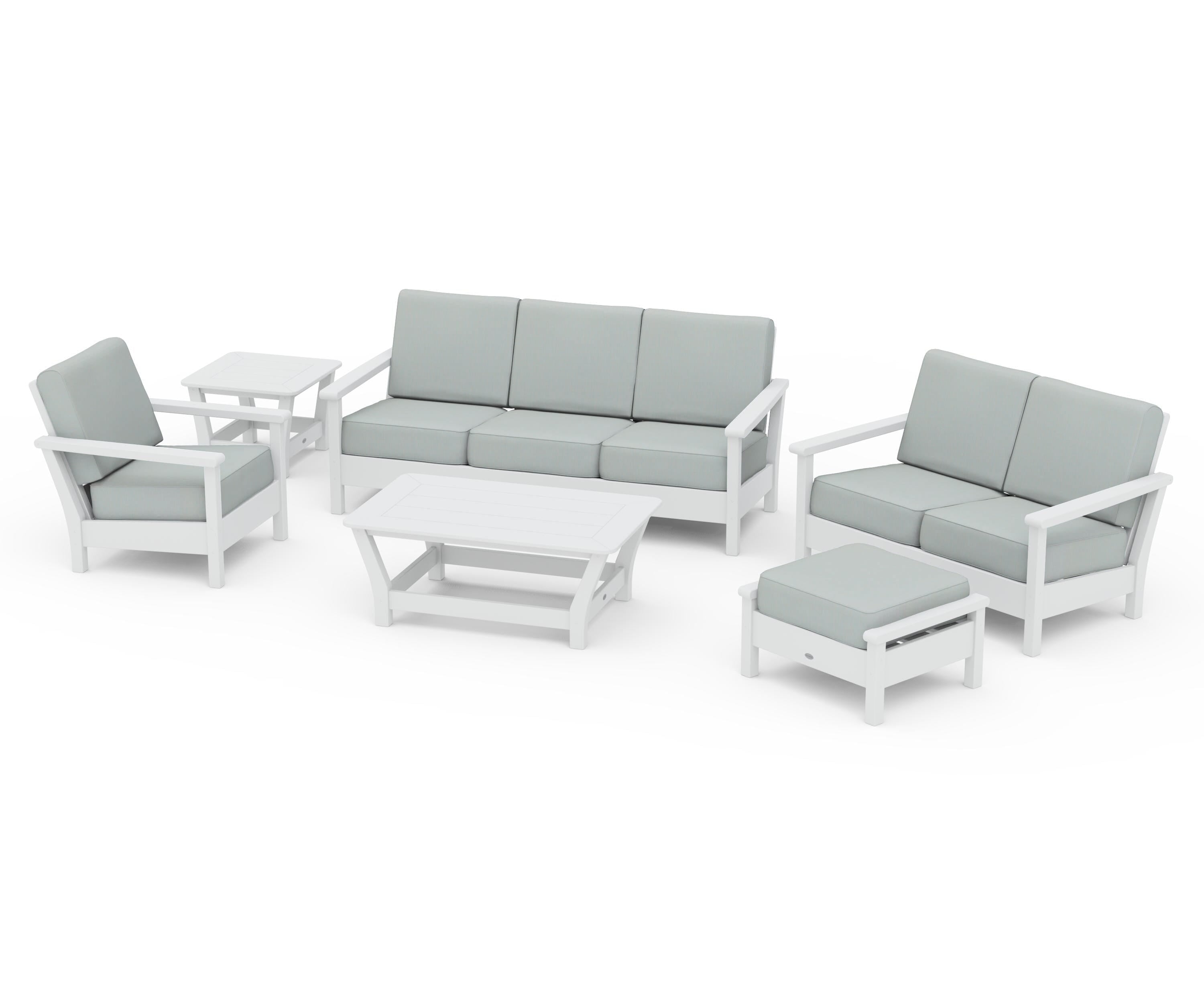 POLYWOOD® Harbour 6-Piece Outdoor Living Set in White / Spa