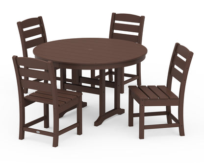 POLYWOOD® Lakeside 5-Piece Round Farmhouse Side Chair Dining Set in Mahogany