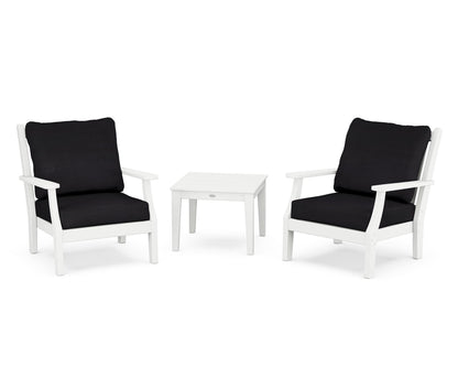 Country Living Wovendale 3-Piece Deep Seating Set in White / Midnight Linen