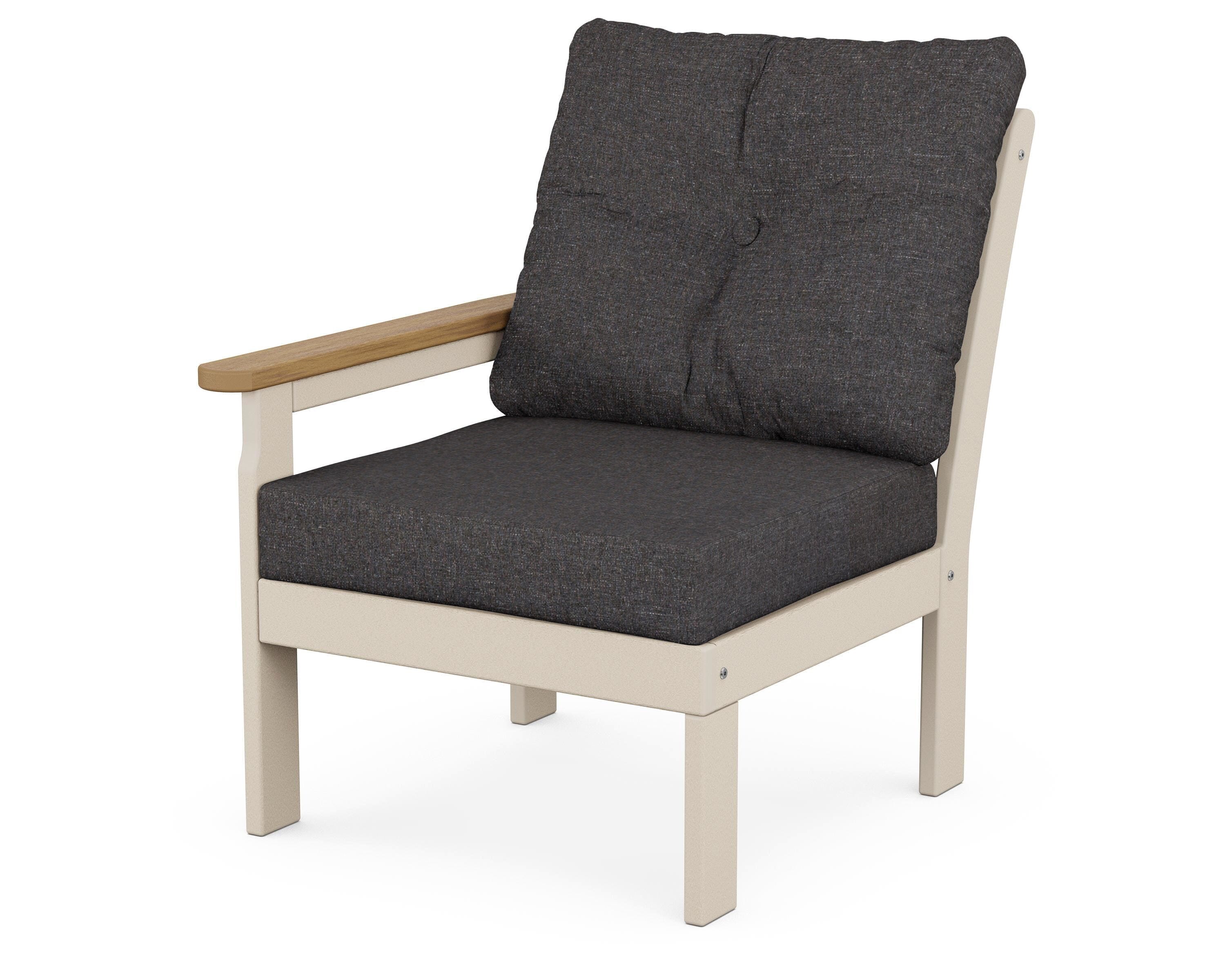 POLYWOOD® Vineyard Modular Left Arm Chair in Sand / Natural / Ash Charcoal