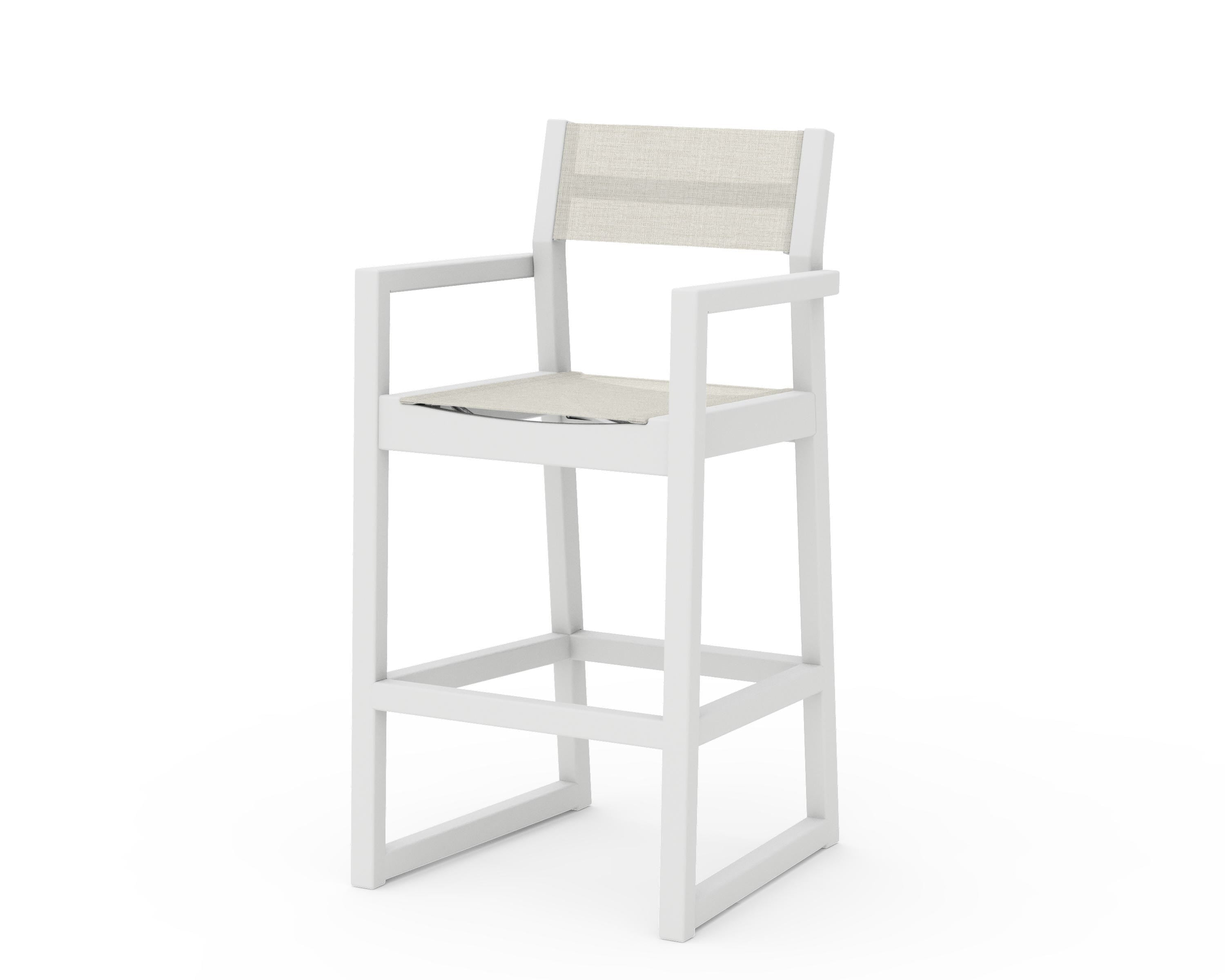 POLYWOOD® EDGE Sling Bar Arm Chair in White / Parchment Sling