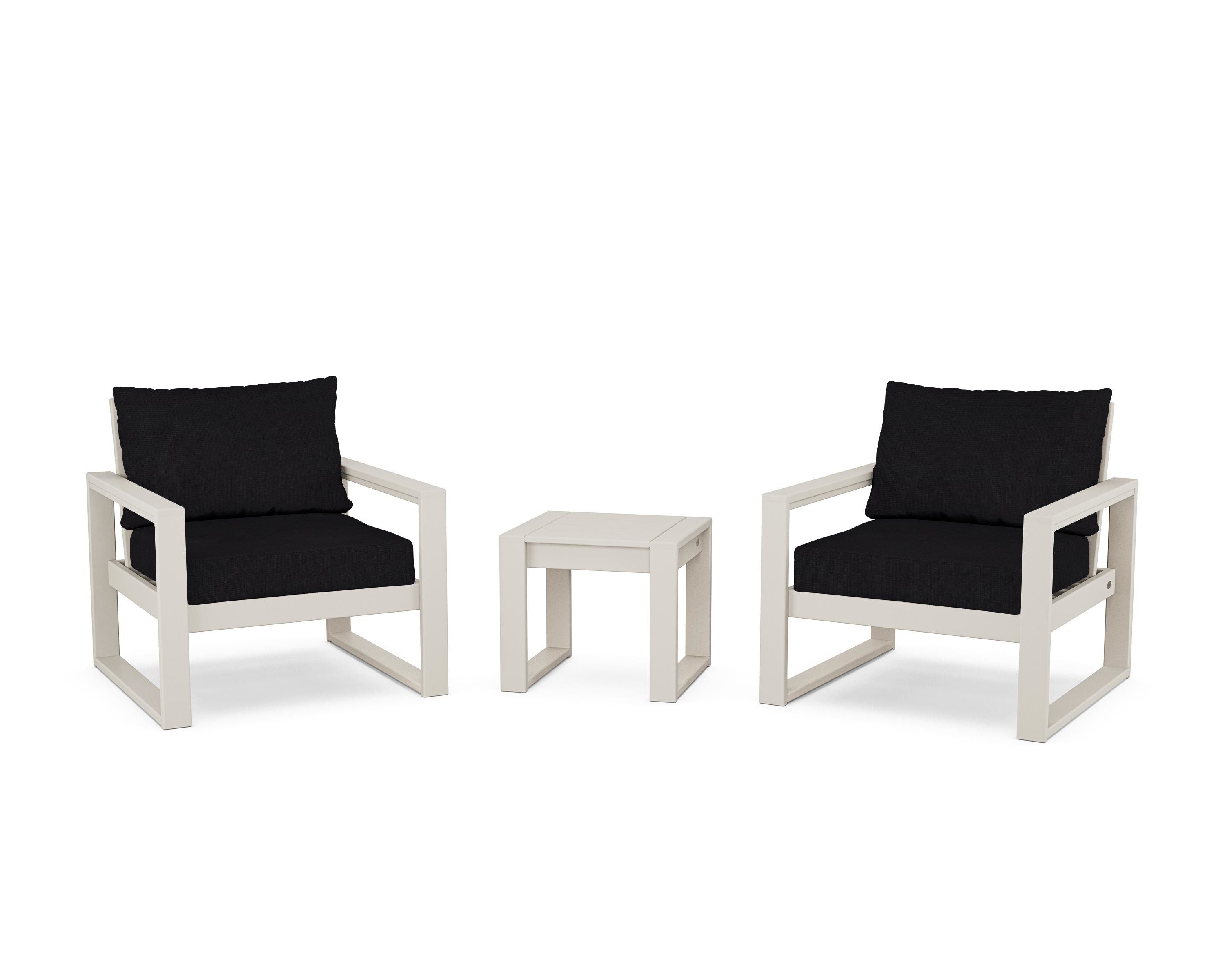 POLYWOOD® EDGE Sectional 3-Piece Deep Seating Set in Sand / Midnight Linen