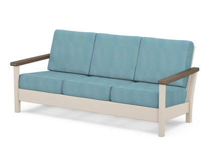 POLYWOOD® Harbour Deep Seating Sofa in Sand / Kona / Lattice Sky Blue