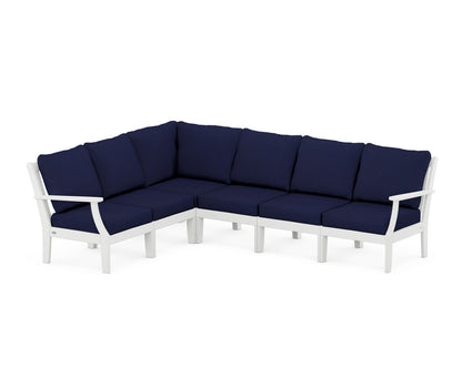 POLYWOOD® Braxton Modular 6-Piece Deep Seating Set in White / Navy