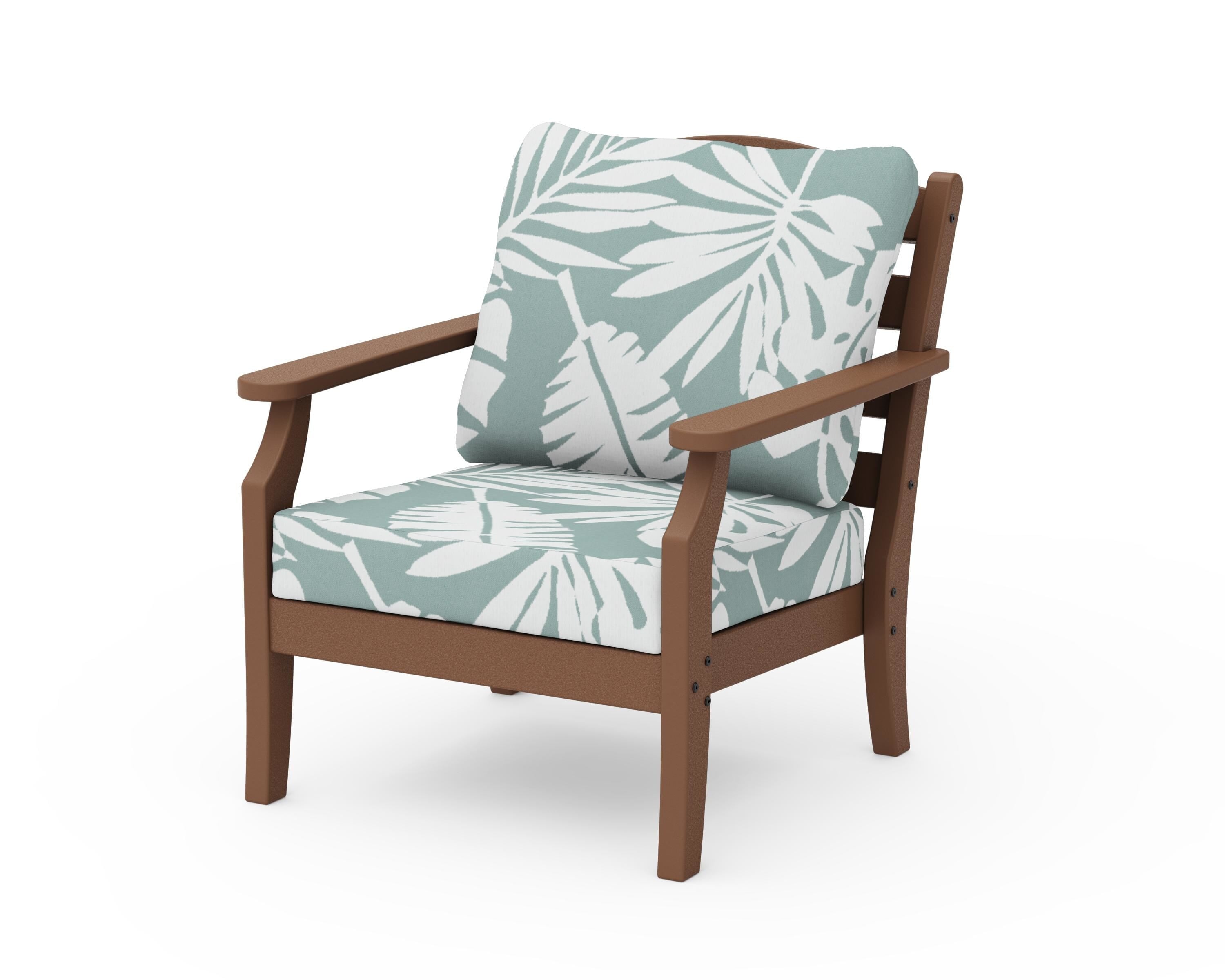 Draper James™ by  POLYWOOD® Savannah Deep Seating Chair in Teak / Leaf Glacier Spa