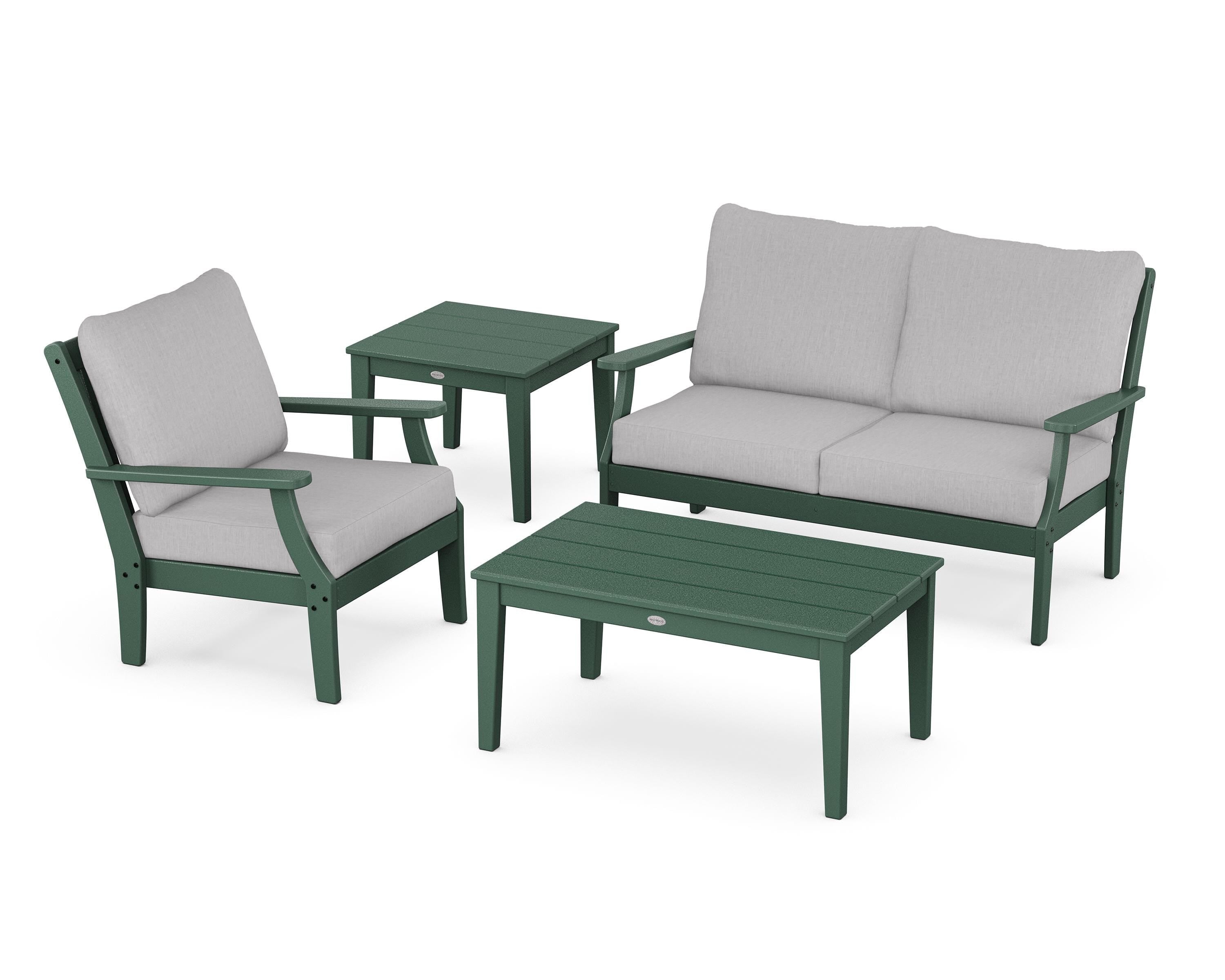 POLYWOOD® Braxton 4-Piece Deep Seating Set in Green / Granite