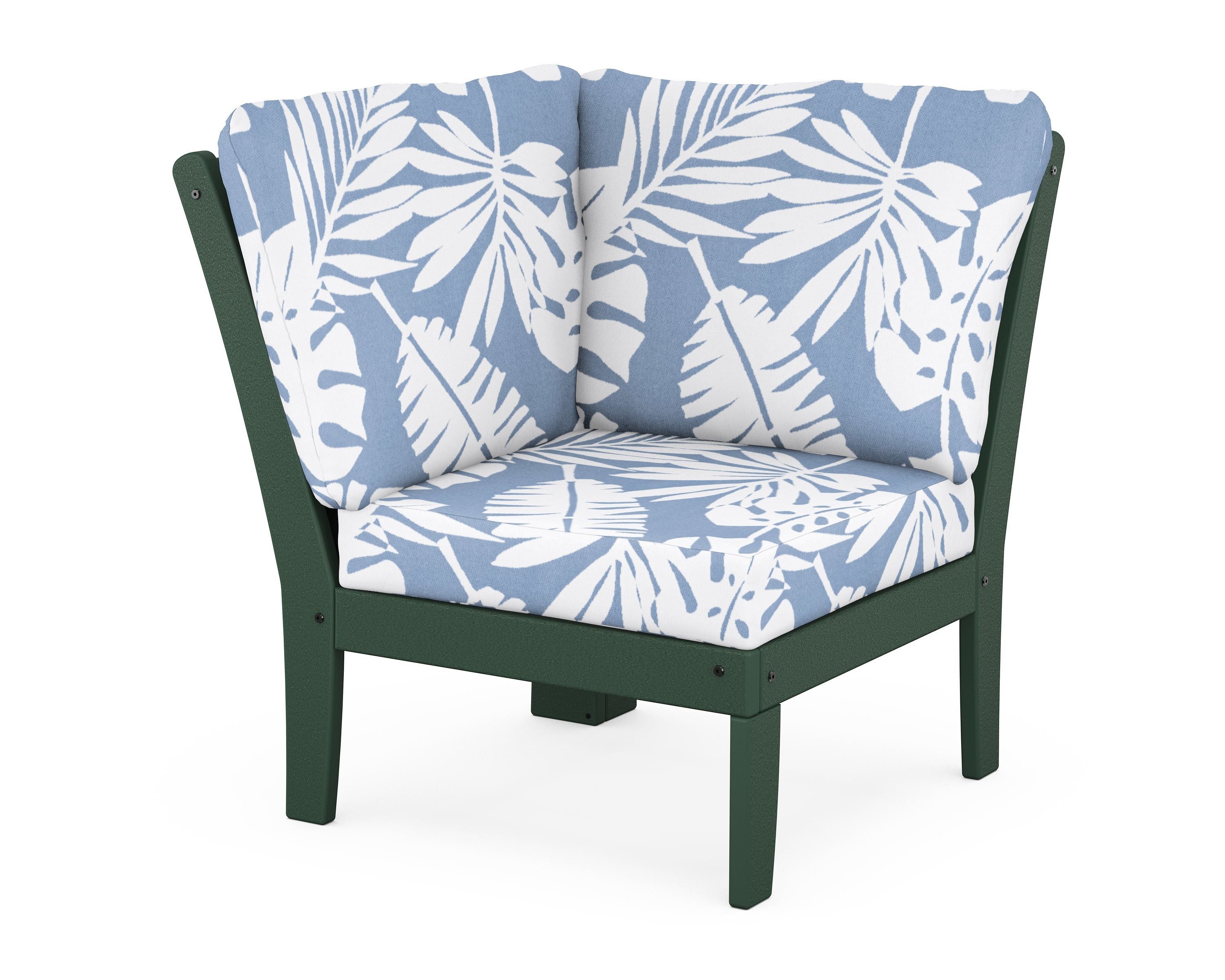 POLYWOOD® Braxton Modular Corner Chair in Green / Leaf Sky Blue