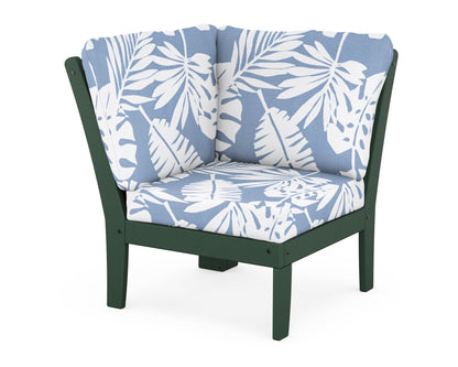 POLYWOOD® Braxton Modular Corner Chair in Green / Leaf Sky Blue