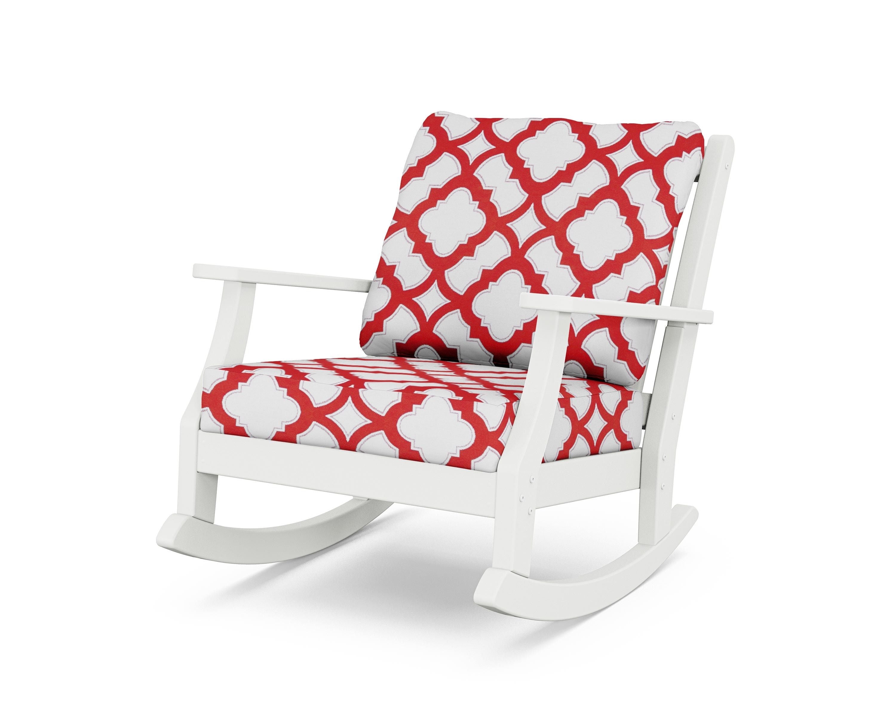 Country Living Wovendale Deep Seating Rocking Chair in White / Trellis Crimson