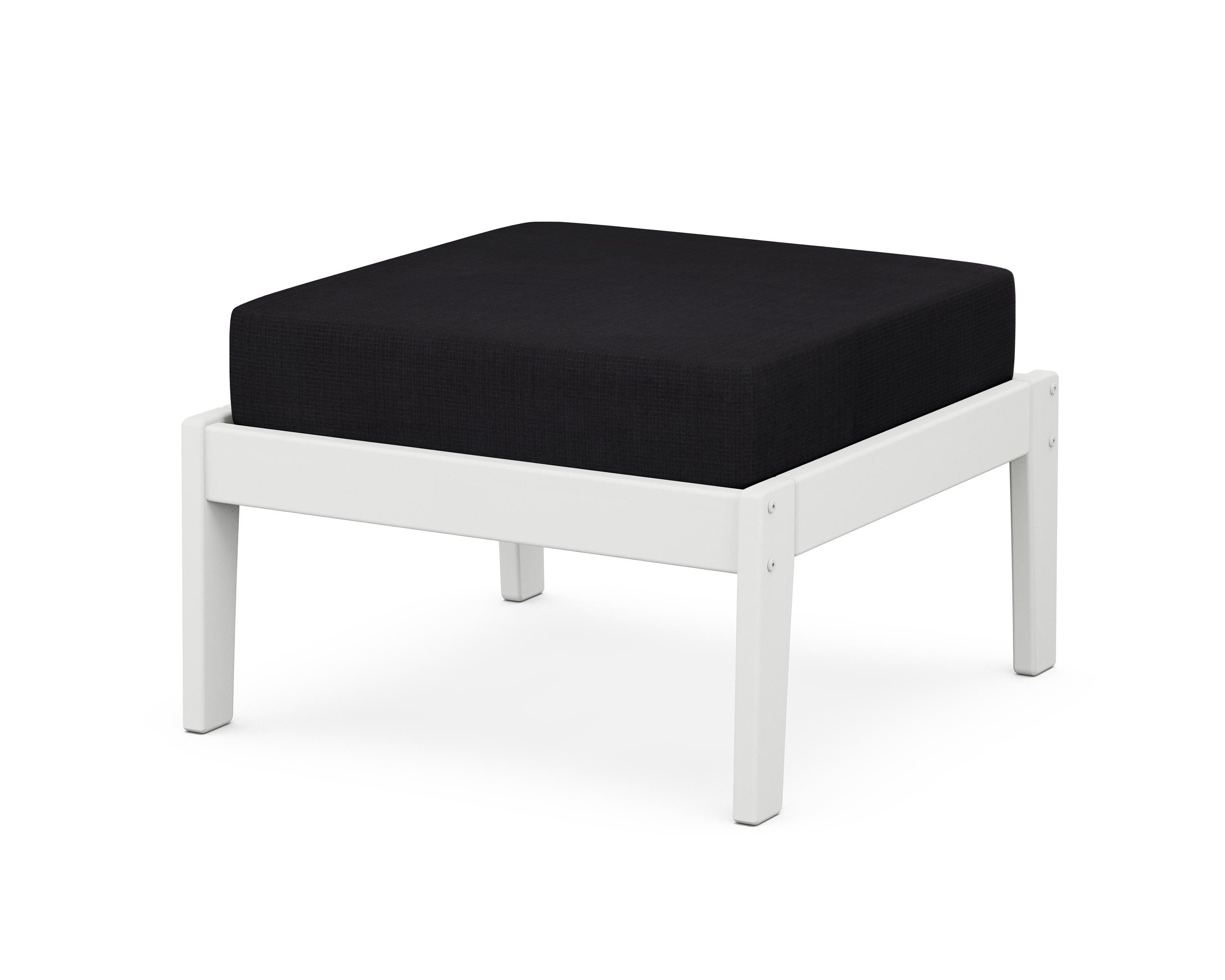 Unbranded Deep Seating Ottoman in White / Midnight Linen