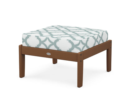 POLYWOOD® Braxton Deep Seating Ottoman in Teak / Trellis Glacier Spa
