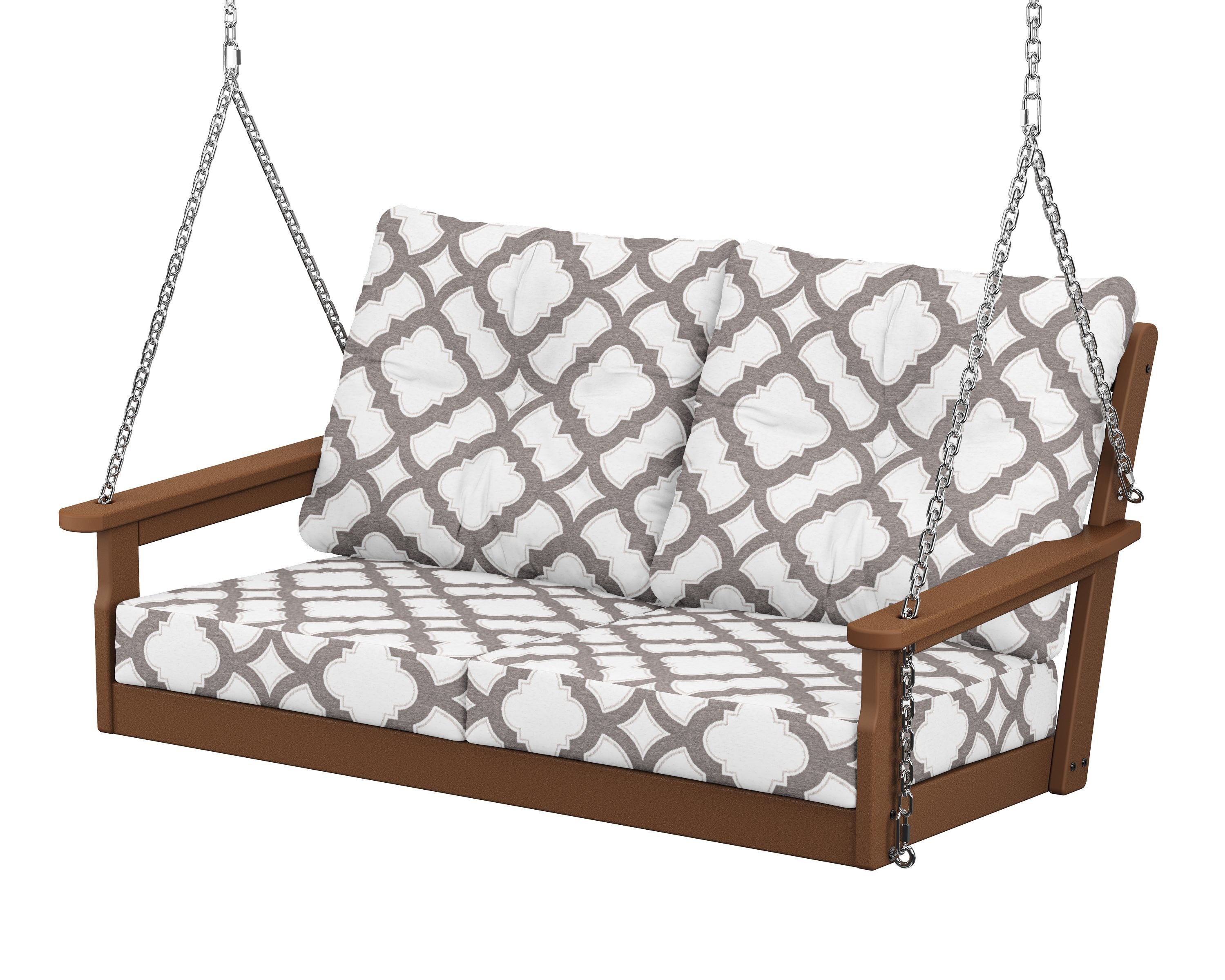 POLYWOOD® Vineyard Deep Seating Swing in Teak / Trellis Grey Mist