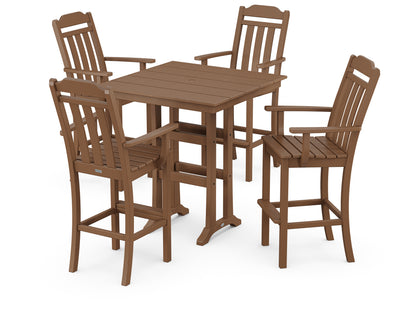 Country Living Cottage 5-Piece Farmhouse Bar Set with Trestle Legs in Teak