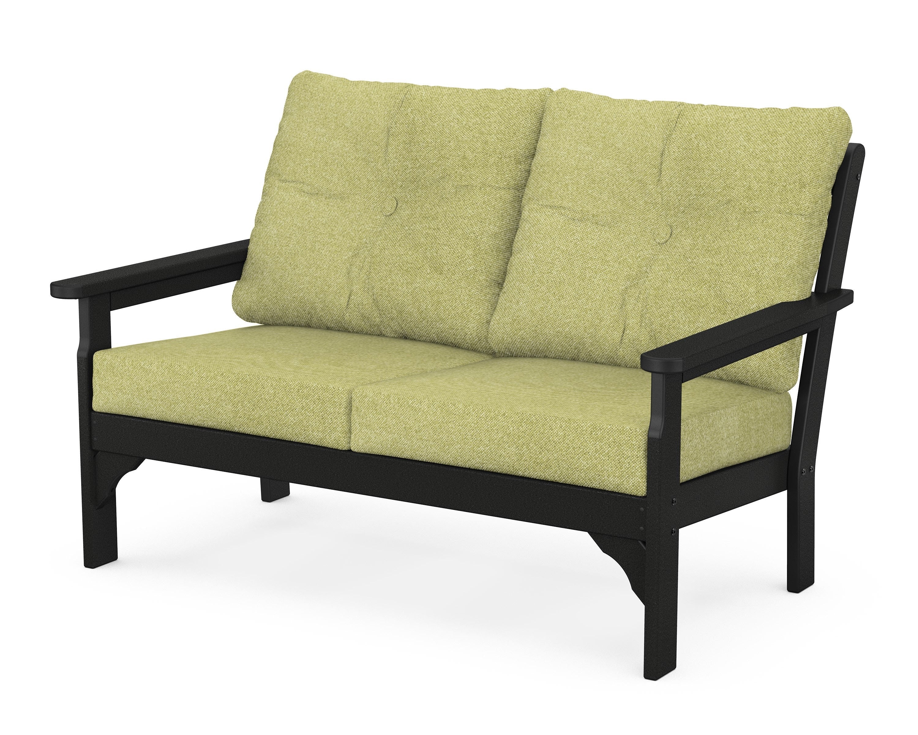 POLYWOOD® Vineyard Deep Seating Loveseat in Black / Chartreuse Boucle
