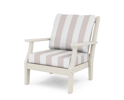Country Living Wovendale Deep Seating Chair in Sand / Cabana Stripe Dune Burlap
