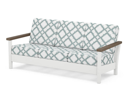 POLYWOOD® Harbour Deep Seating Sofa in White / Kona / Trellis Glacier Spa