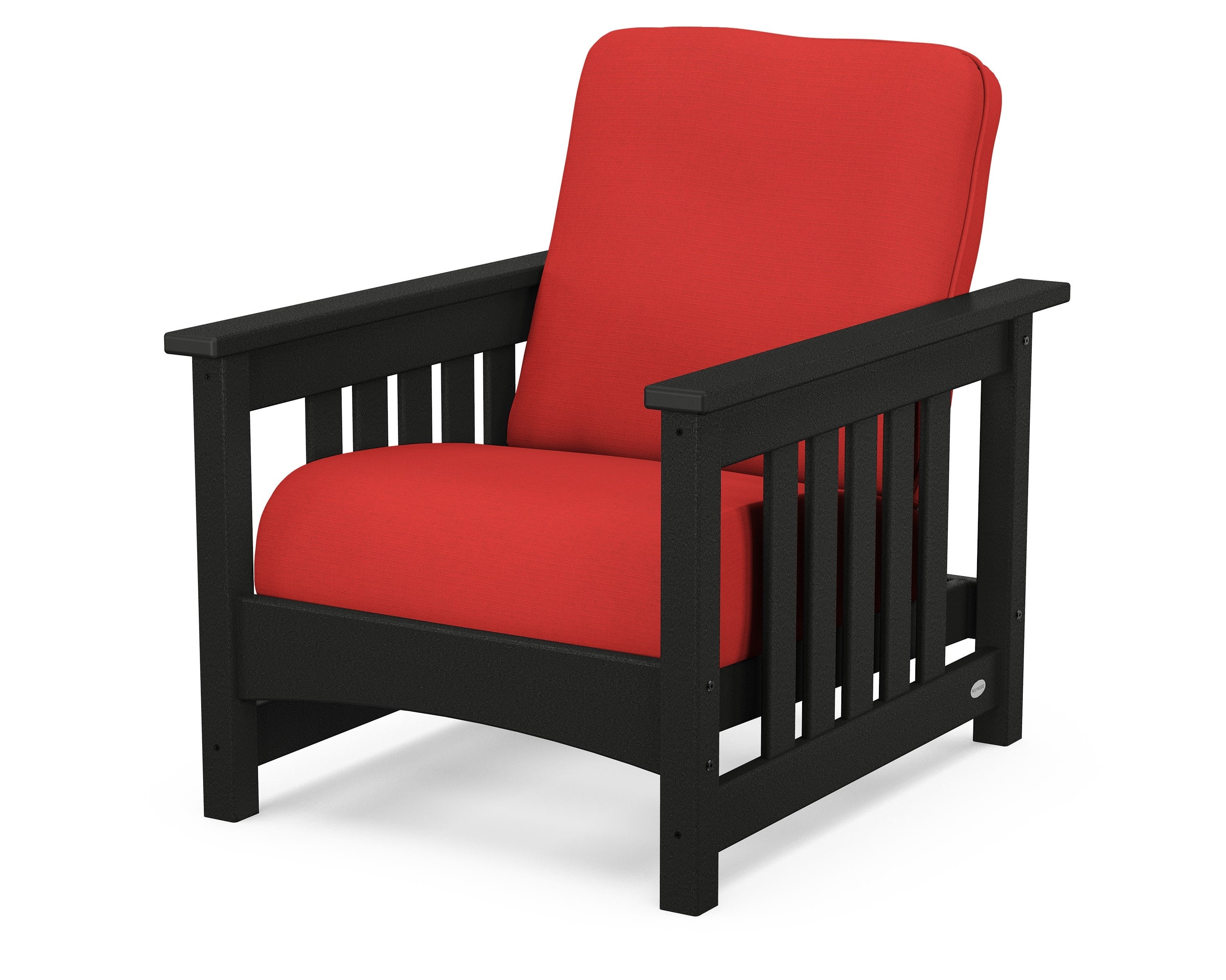 POLYWOOD® Club Mission Chair in Black / Crimson Linen