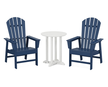 POLYWOOD® South Beach 3-Piece Round Farmhouse Bistro Dining Set in Navy / White