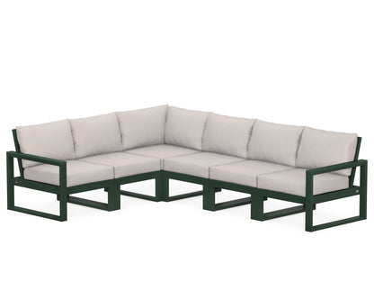 POLYWOOD® EDGE 6-Piece Modular Deep Seating Set in Green / Dune Burlap