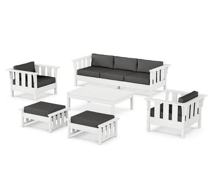 Martha Stewart by POLYWOOD® Acadia 6-Piece Lounge Sofa Set in White / Spectrum Carbon