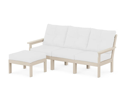 POLYWOOD® Vineyard 4-Piece Sectional with Ottoman in Sand / Natural
