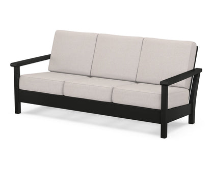 POLYWOOD® Harbour Deep Seating Sofa in Black / Dune Burlap