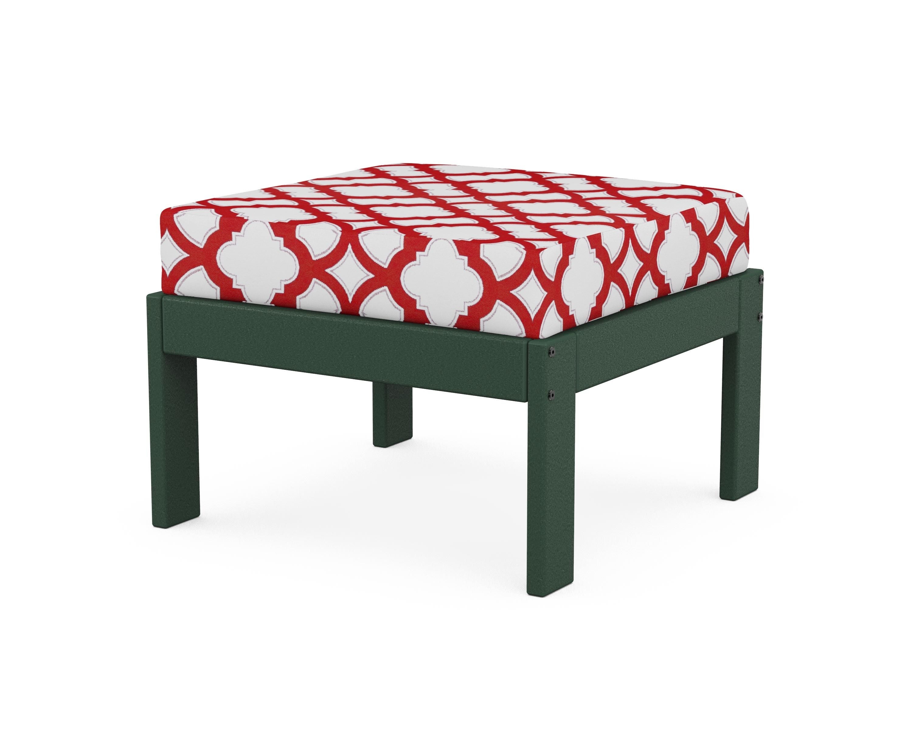 POLYWOOD® Vineyard Modular Ottoman in Green / Trellis Crimson
