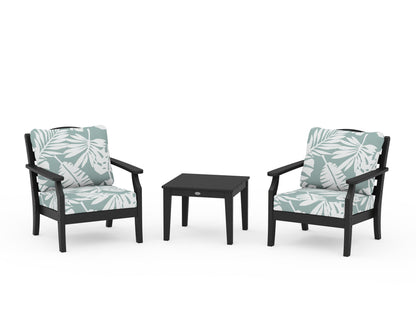 Draper James™ by  POLYWOOD® Savannah 3-Piece Deep Seating Set in Black / Leaf Glacier Spa
