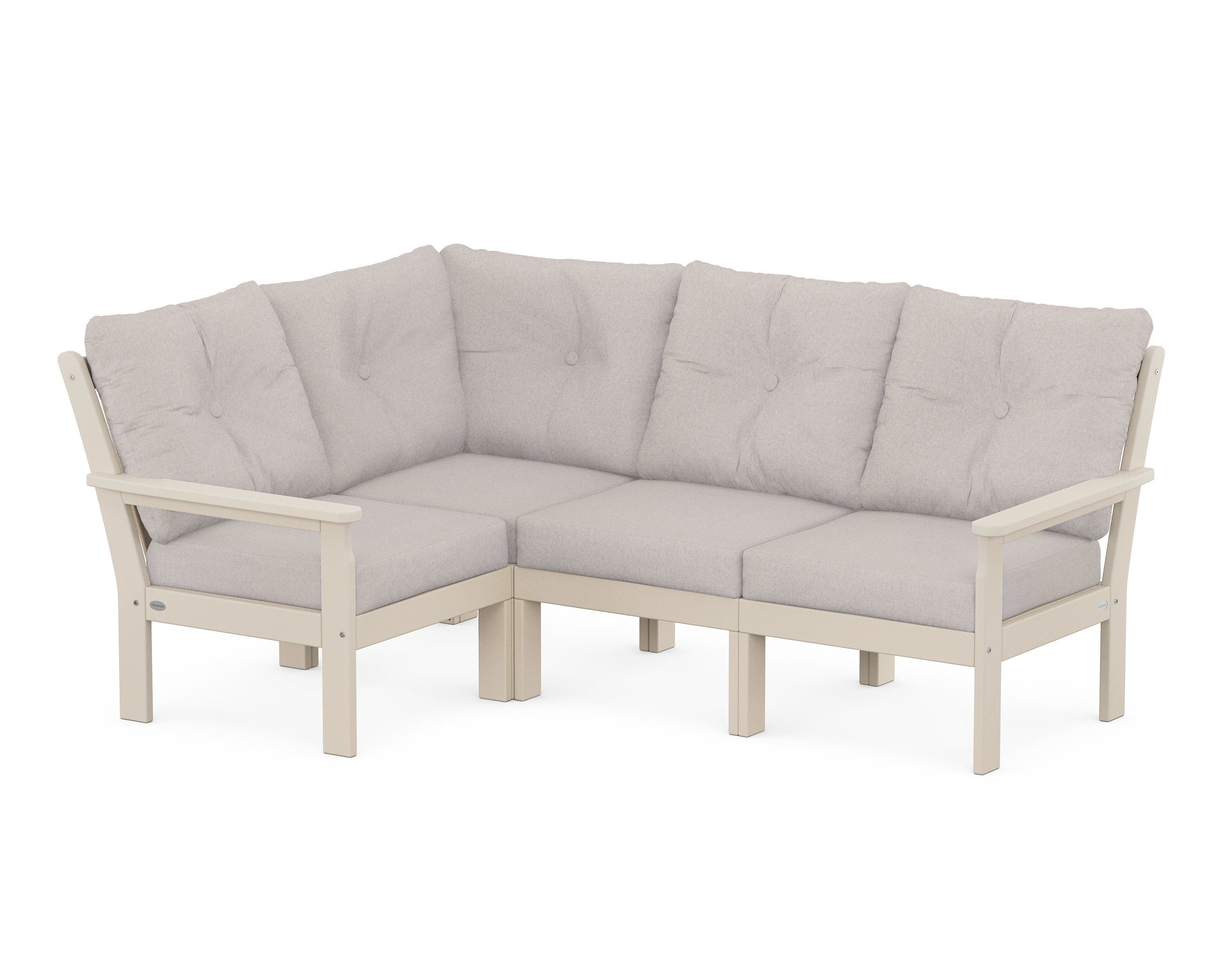 POLYWOOD® Vineyard 4-Piece Sectional in Sand / Dune Burlap