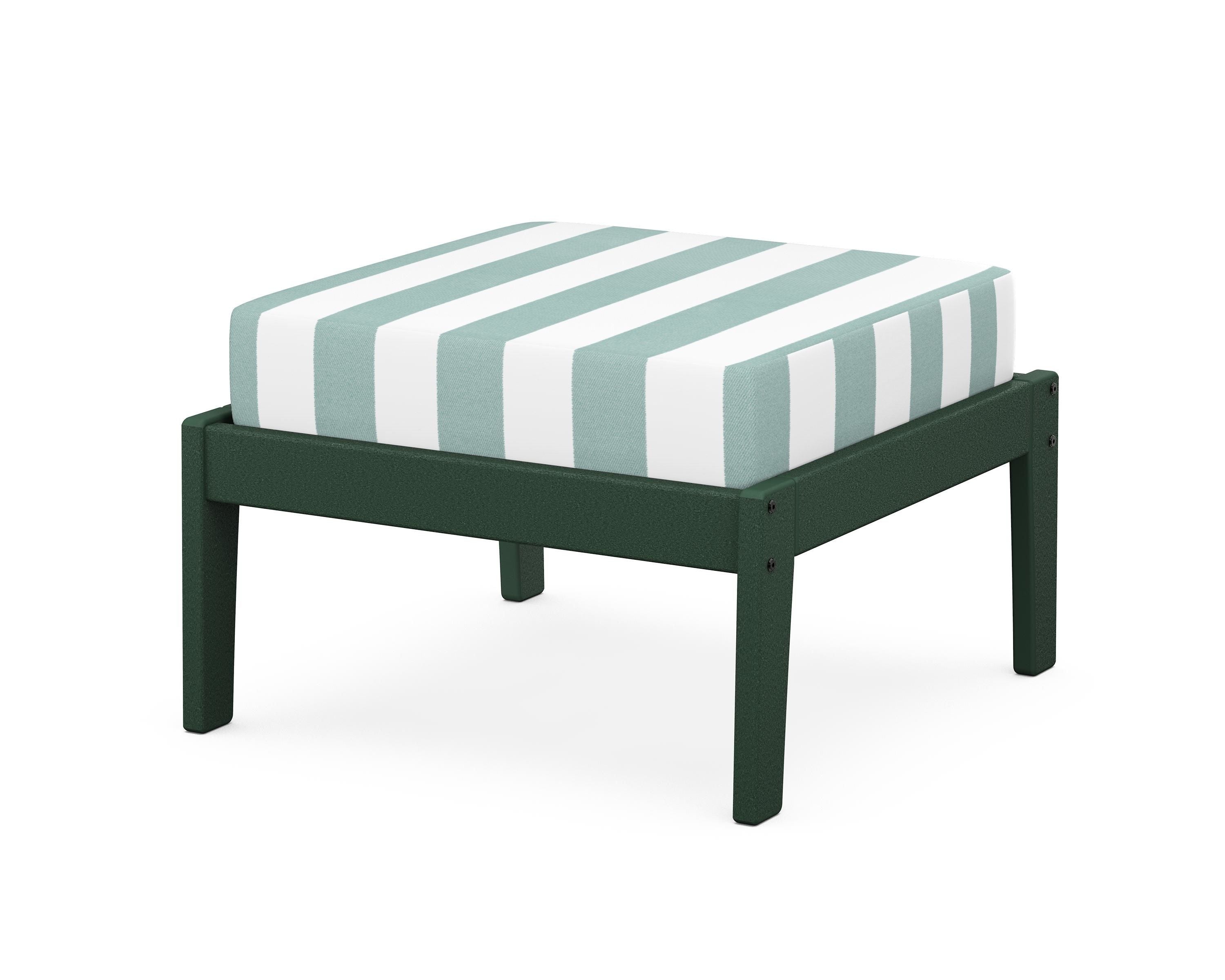 Unbranded Deep Seating Ottoman in Green / Cabana Stripe Glacier Spa