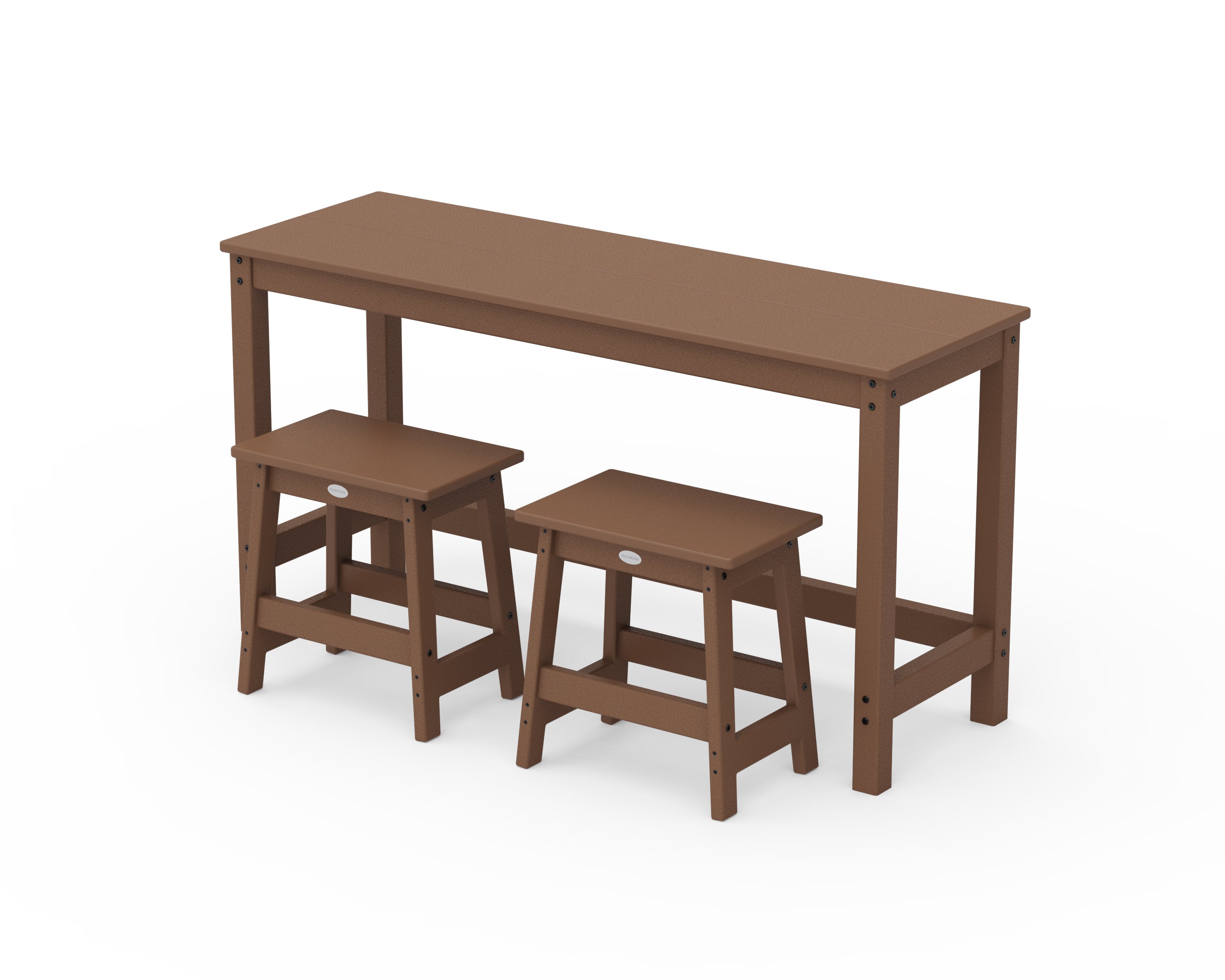 POLYWOOD® Modern Studio Stool 3-Piece Balcony Set in Teak