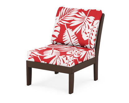 POLYWOOD® Braxton Modular Armless Chair in Mahogany / Leaf Crimson