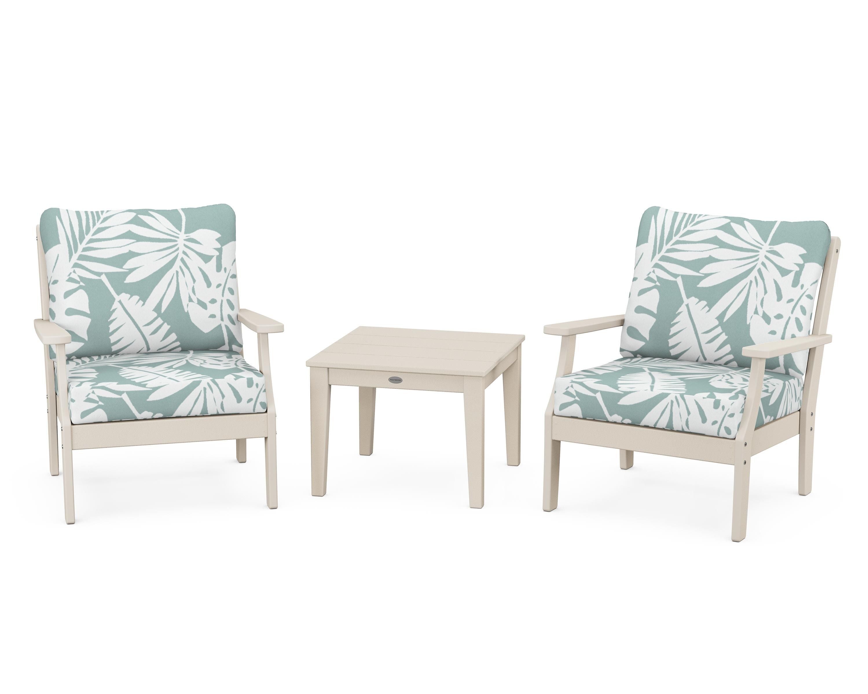 POLYWOOD® Braxton 3-Piece Deep Seating Set in Sand / Leaf Glacier Spa
