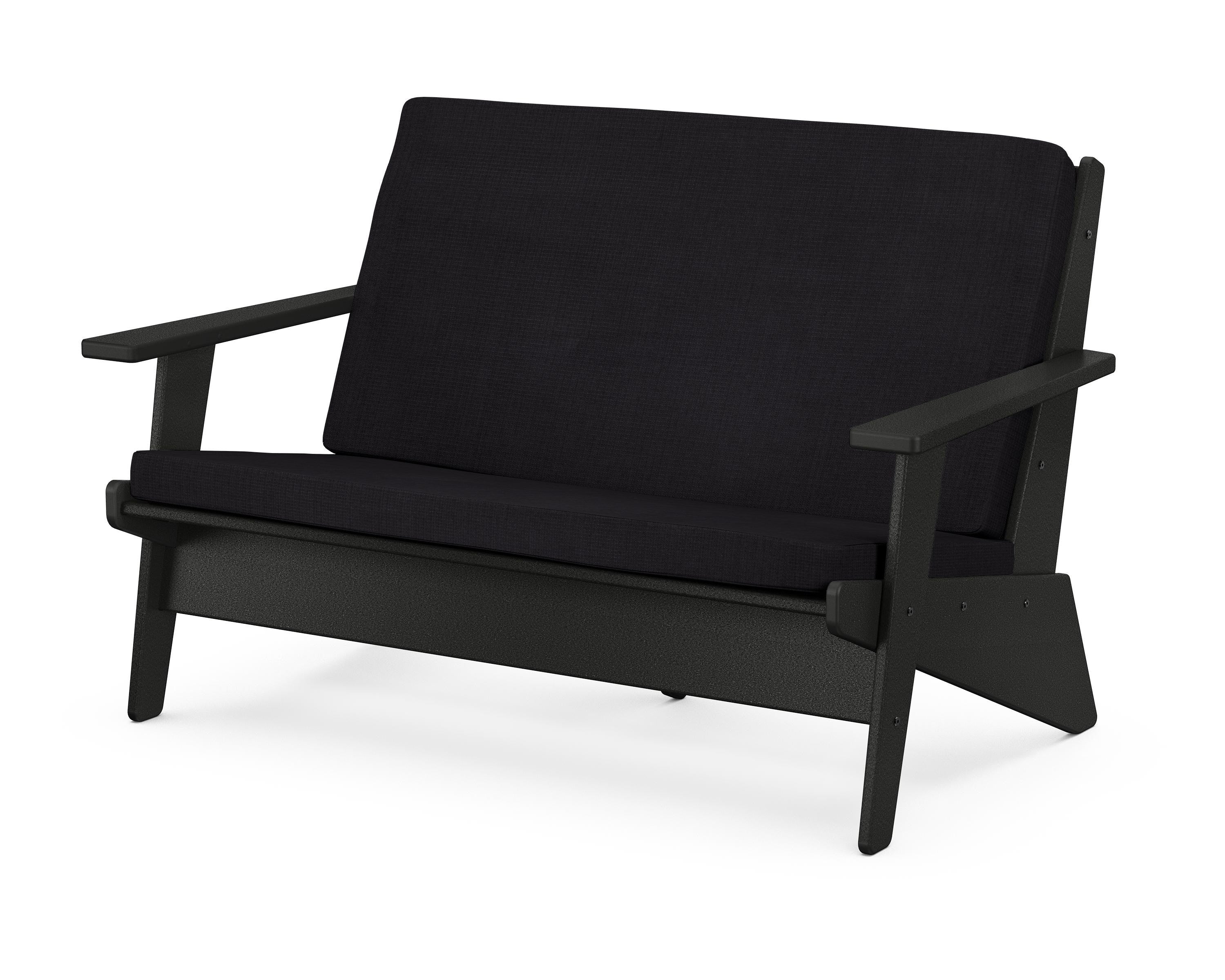 POLYWOOD® Riviera Modern Lounge Loveseat in Black / Midnight Linen