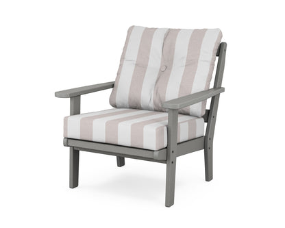 POLYWOOD® Mission Deep Seating Chair in Slate Grey / Cabana Stripe Dune Burlap