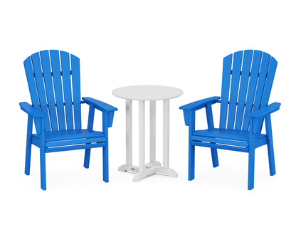 POLYWOOD® Nautical Adirondack 3-Piece Round Bistro Dining Set in Pacific Blue / White